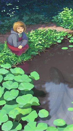 小清新手绘荷花少女背景高清