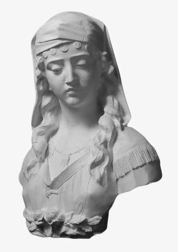 忧郁仕女石膏头像免抠
