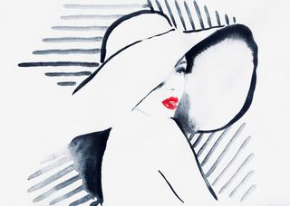 水彩手绘时尚美女免抠