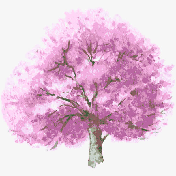 手绘的花树免抠