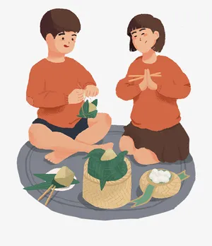 创意传统包粽子元素免抠