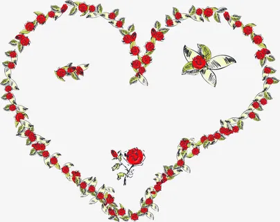 浪漫情人节花环心玫瑰免抠