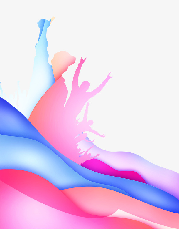 炫彩装饰插图五四青年节免抠