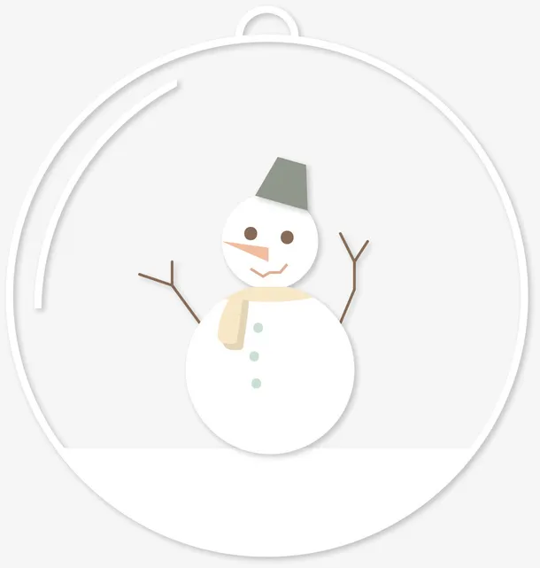 白色冬日雪人玻璃球免抠