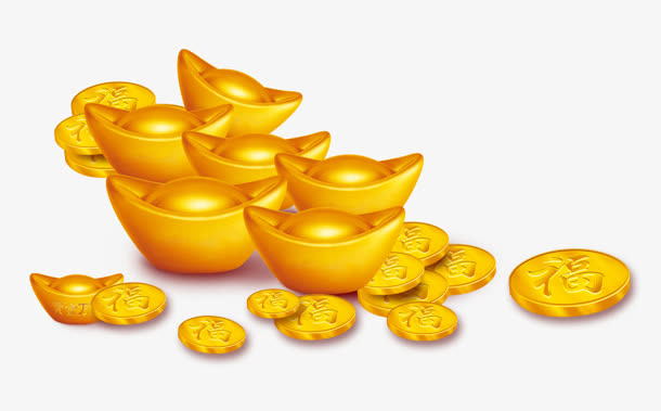 金元宝散落一地免抠