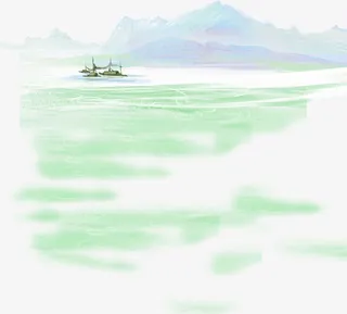 春意盎然美丽山水画免抠