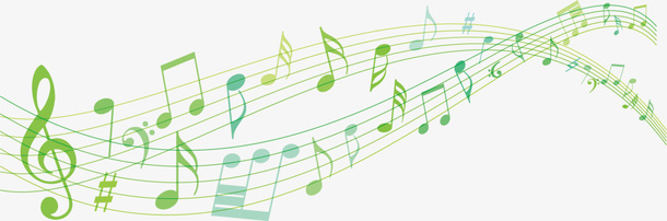 绿色春季飞舞音符免抠