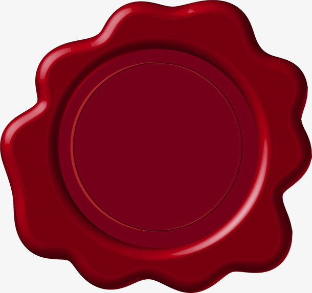 矢量红色信封封口印章免抠