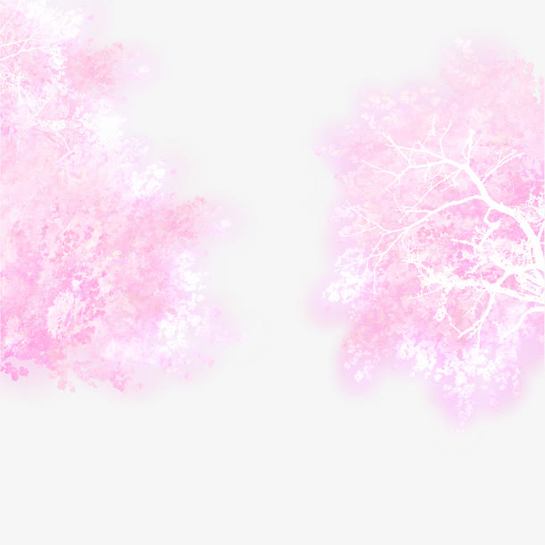 对称水彩樱花图案免抠
