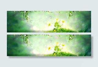 清新绿色淘宝海报素材免抠