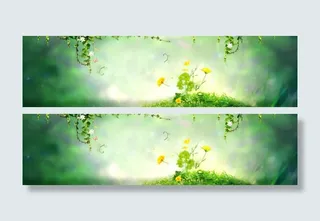 清新绿色淘宝海报素材免抠