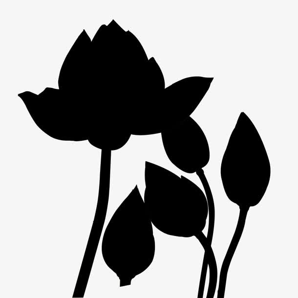佛教荷花剪影素材免抠
