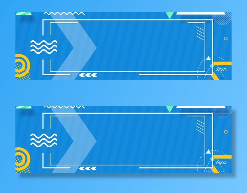 蓝色简约扁平几何方形banner海报背景高清扁平简约背景