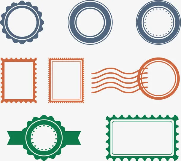 邮票邮戳边框免抠