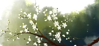 手绘古风花朵背景高清