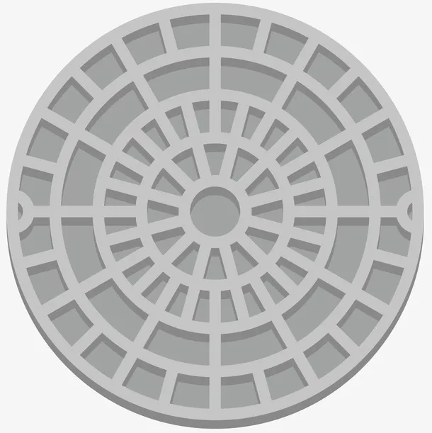 白边矢量卡通井盖免抠
