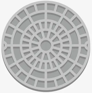 白边矢量卡通井盖免抠