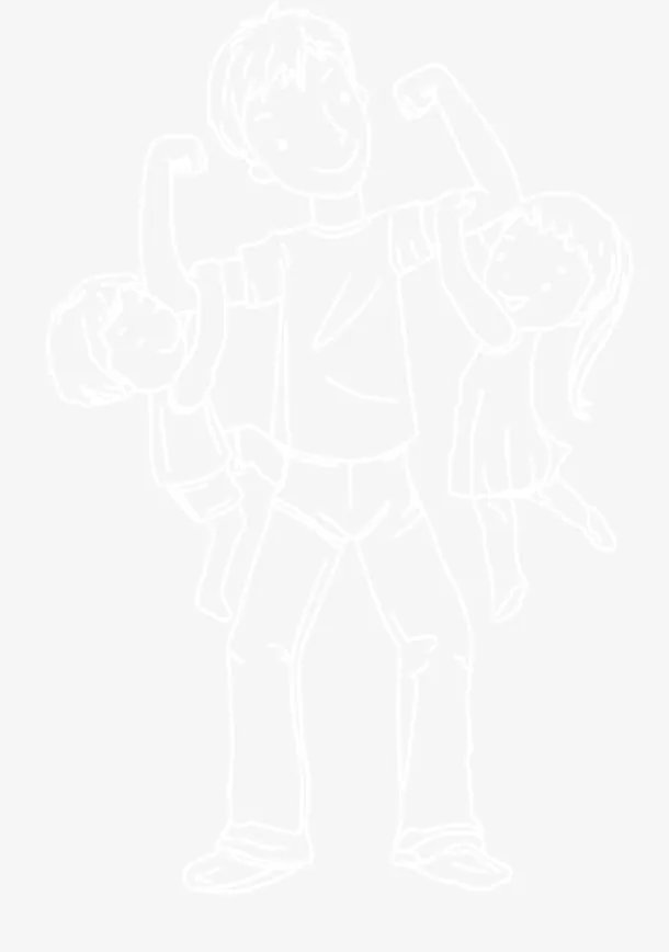 父亲孩子人物线稿图免抠