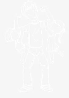 父亲孩子人物线稿图免抠