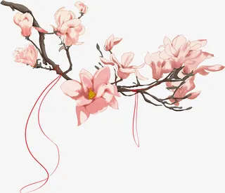 国潮桃花元素免抠