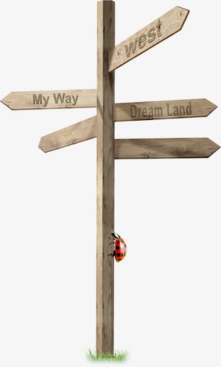 卡通可爱韩式木纹指示牌免抠