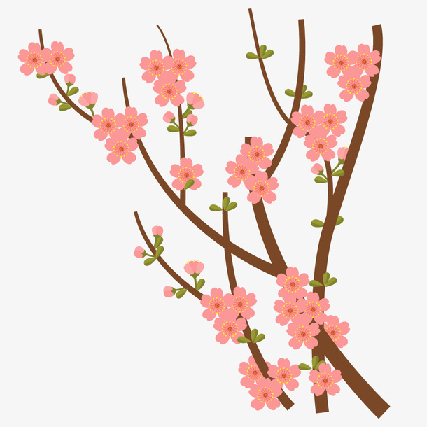 春天植物粉红桃花花瓣花朵矢量素免抠