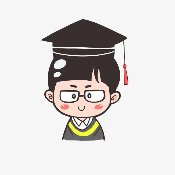 卡通穿学士服的大学生头像免抠