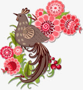 浅红花鸟免抠