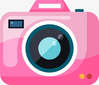 粉色卡通扁平相机免抠