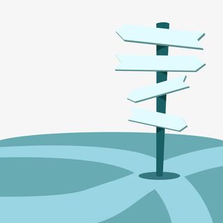 矢量清冷风格交叉路口指向标识免抠