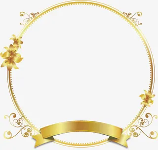 黄色精致唯美花纹边框免抠