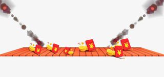 木板上的钱币和红包免抠