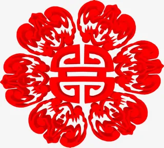 红色立体剪纸中秋海报免抠