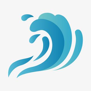 蓝色卡通海浪矢量图免抠