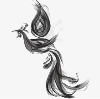 水墨画凤飞天免抠