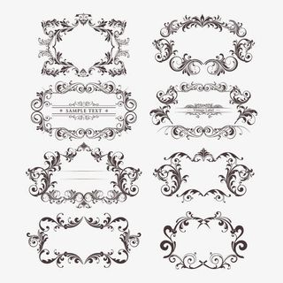 矢量古典复古花纹边框素材免抠