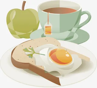 黄色立体美味早餐免抠