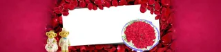 浪漫情人节玫瑰花瓣背景banner高清