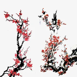 梅花树枝免抠