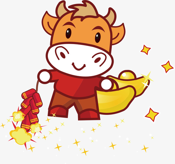 卡通牛年新年可爱牛形象免抠