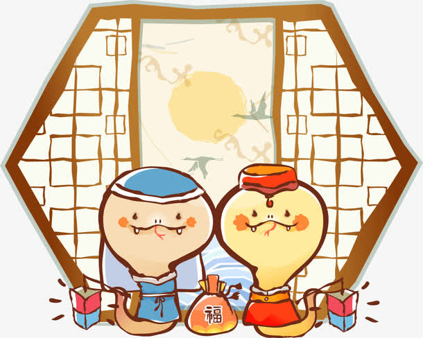 提灯笼的矢量蛇免抠