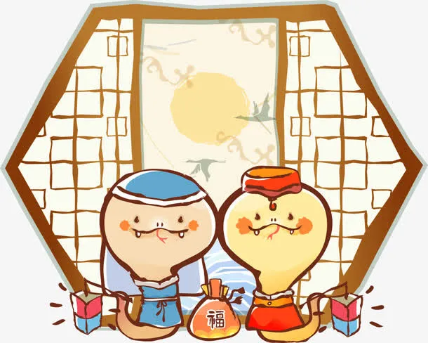 提灯笼的矢量蛇免抠
