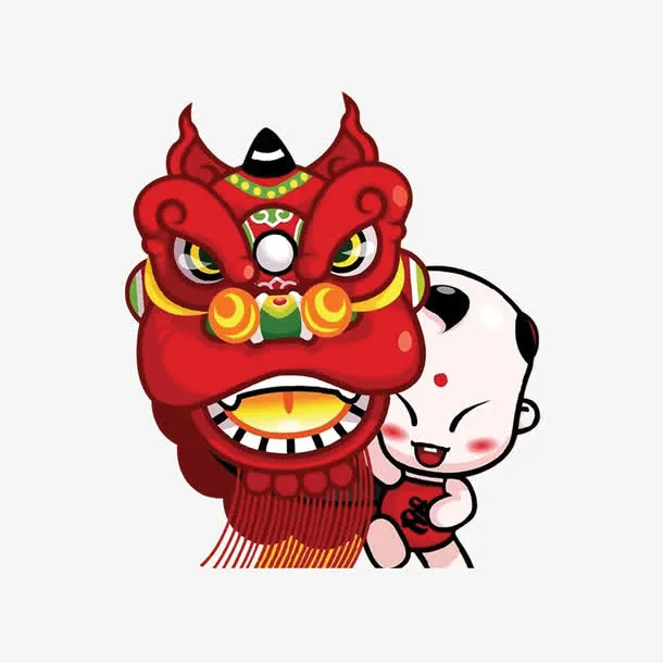 舞狮福娃png素材免抠