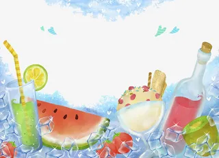 冰镇水果果汁免抠