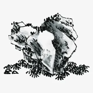 中国风假山水墨画免抠