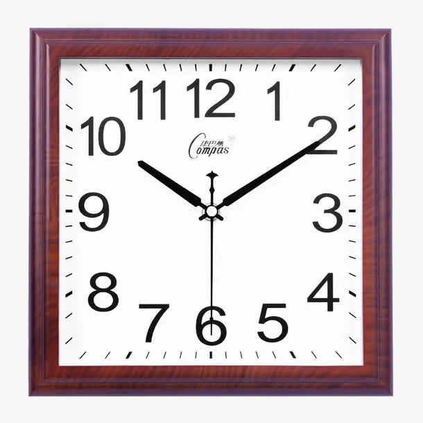 简约方形石英钟免抠