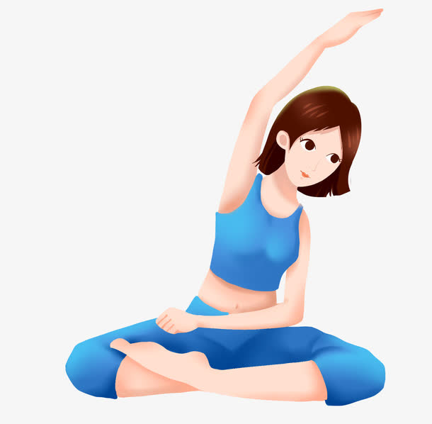 手绘人物插图健身健康运动做瑜伽免抠