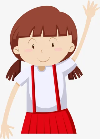 手绘卡通学生举手回答免抠