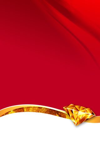 红色绸缎金色磨砂钻石装饰企业文化背景素材