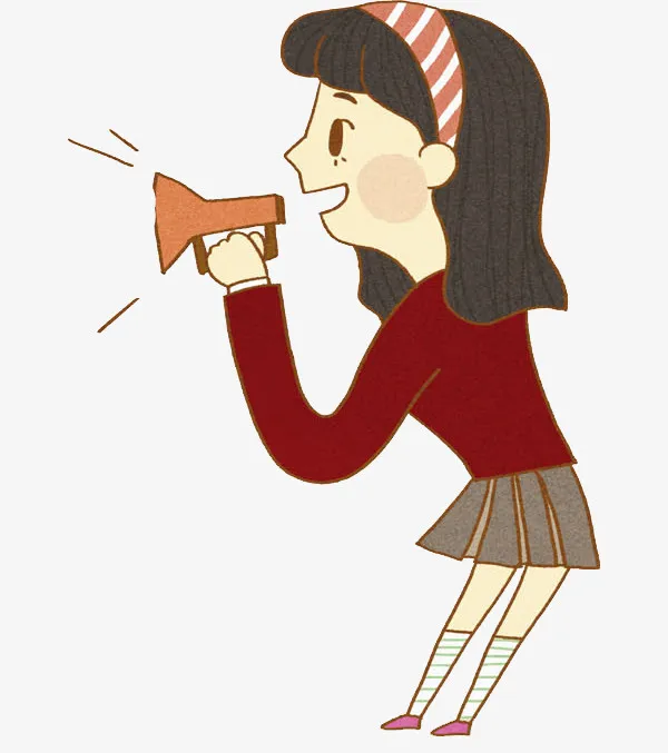 拿着喇叭喊话的女生免抠